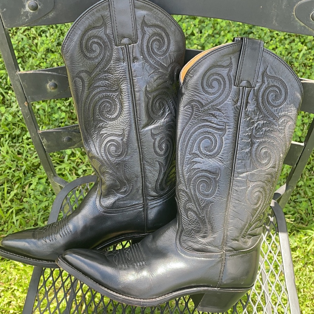 Tony Lama Black Leather Boots